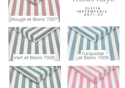 coloris coussin sur mesure tissus rayé rouge, turquoise, beige, vert