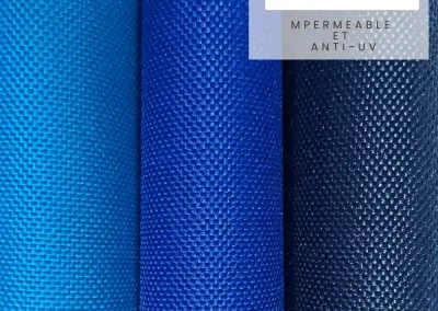 coussins sur mesure Unis : turquoise, bleu roi et bleu marine