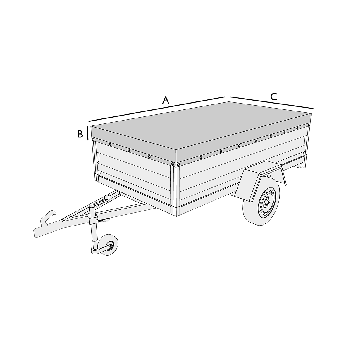 Bâche Remorque Plate 209x115 Cm - Tissu Oxford 420D Imperméable - Avec Corde 8 M - Œillets - Protection UV Poussière