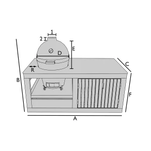 Bâche sur mesure pour kamado avec desserte