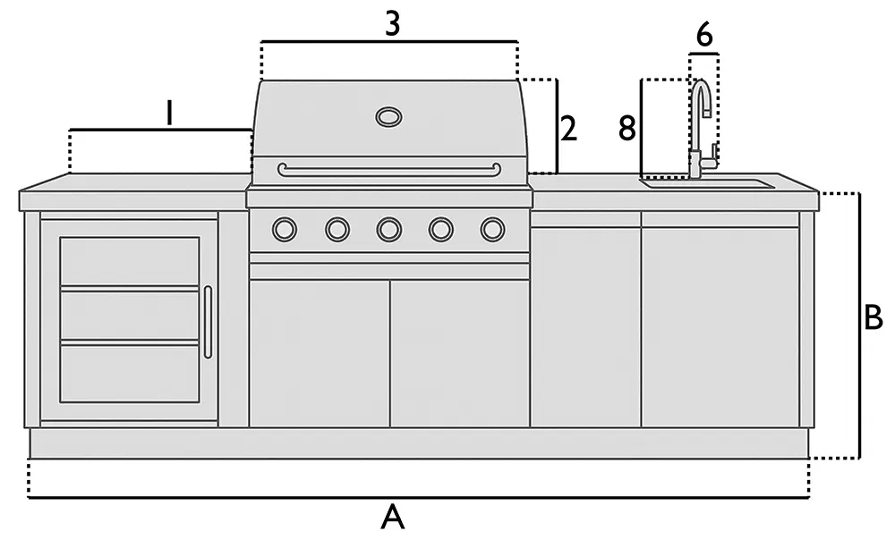 Housse cuisine barbecue évier face droit Couvre-cuisines d'extérieur