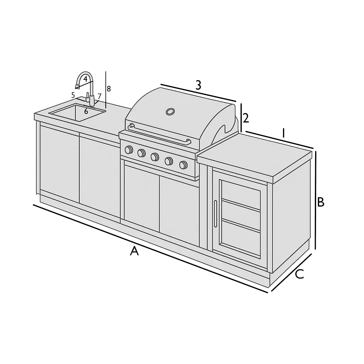 Housse pour cuisine extérieure avec robinet (gauche)