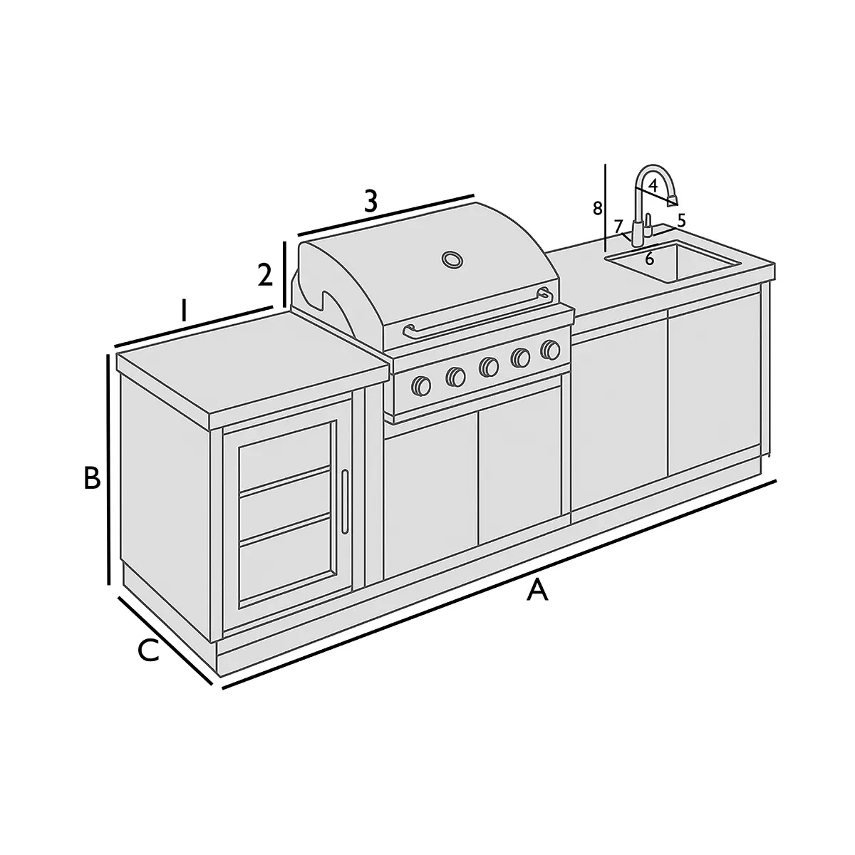 Housse pour cuisine extérieure avec robinet (droite)