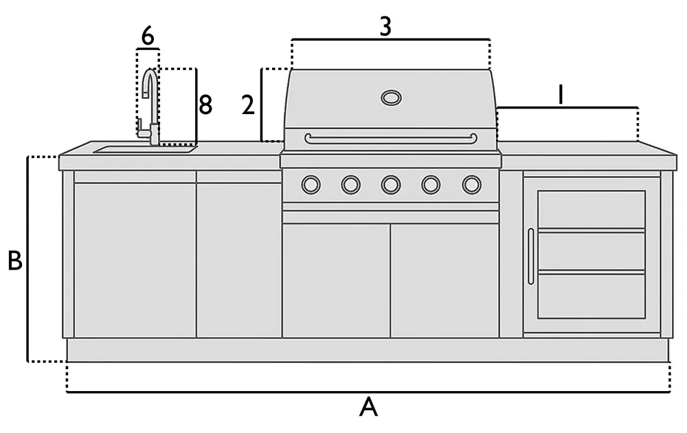 Prise de mesure housse cuisne extérieure Couvre-cuisines d'extérieur