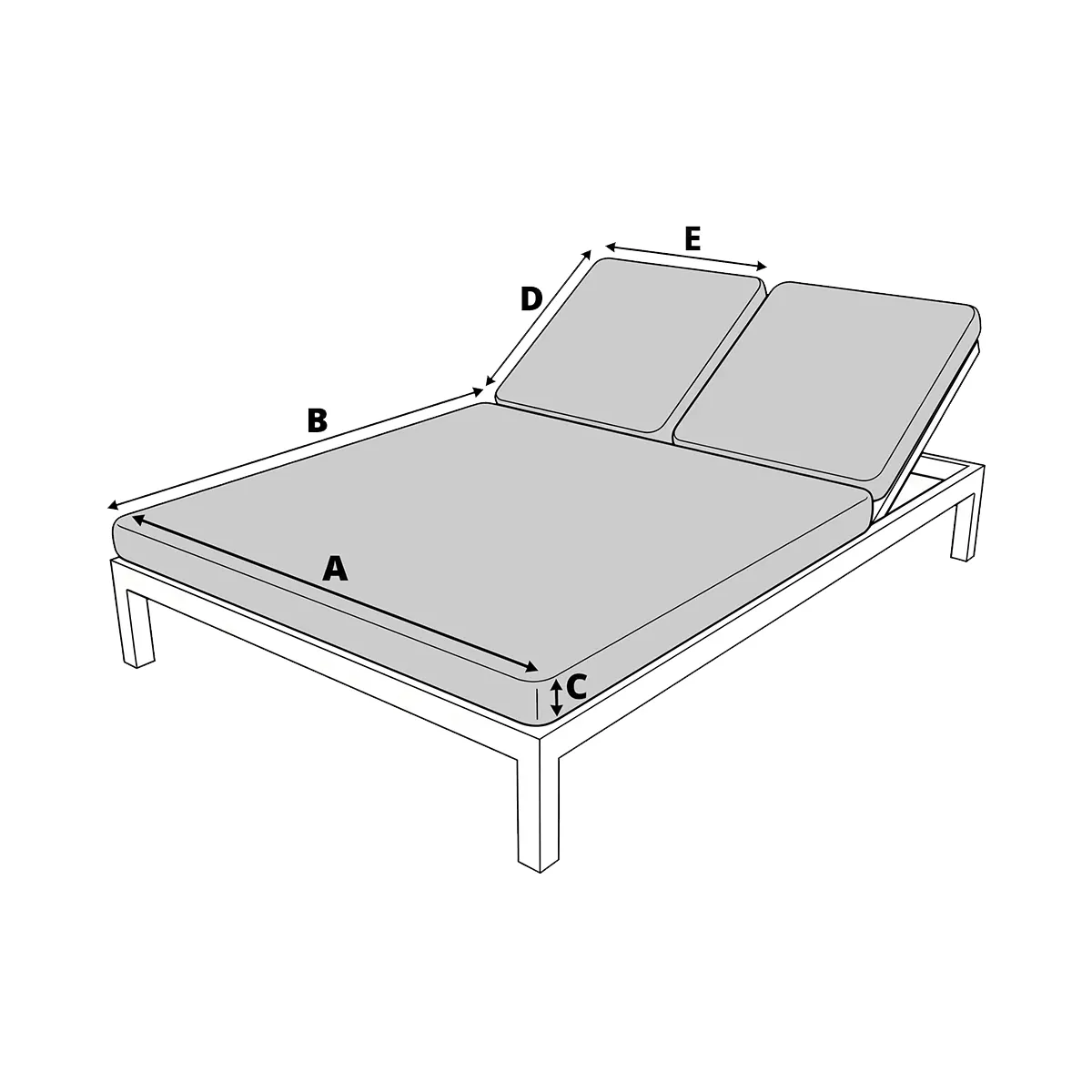 Matelas pour bain de soleil double 2 places