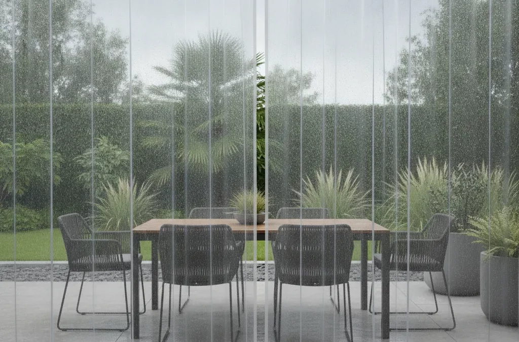 Fermer sa terrasse avec un rideau PVC transparent extérieur
