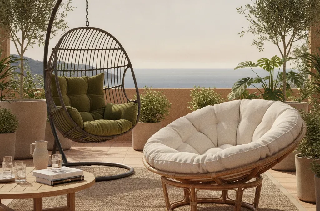 Coussin rond sur mesure pour fauteuil suspendu et papasan - coussin rond sur mesure