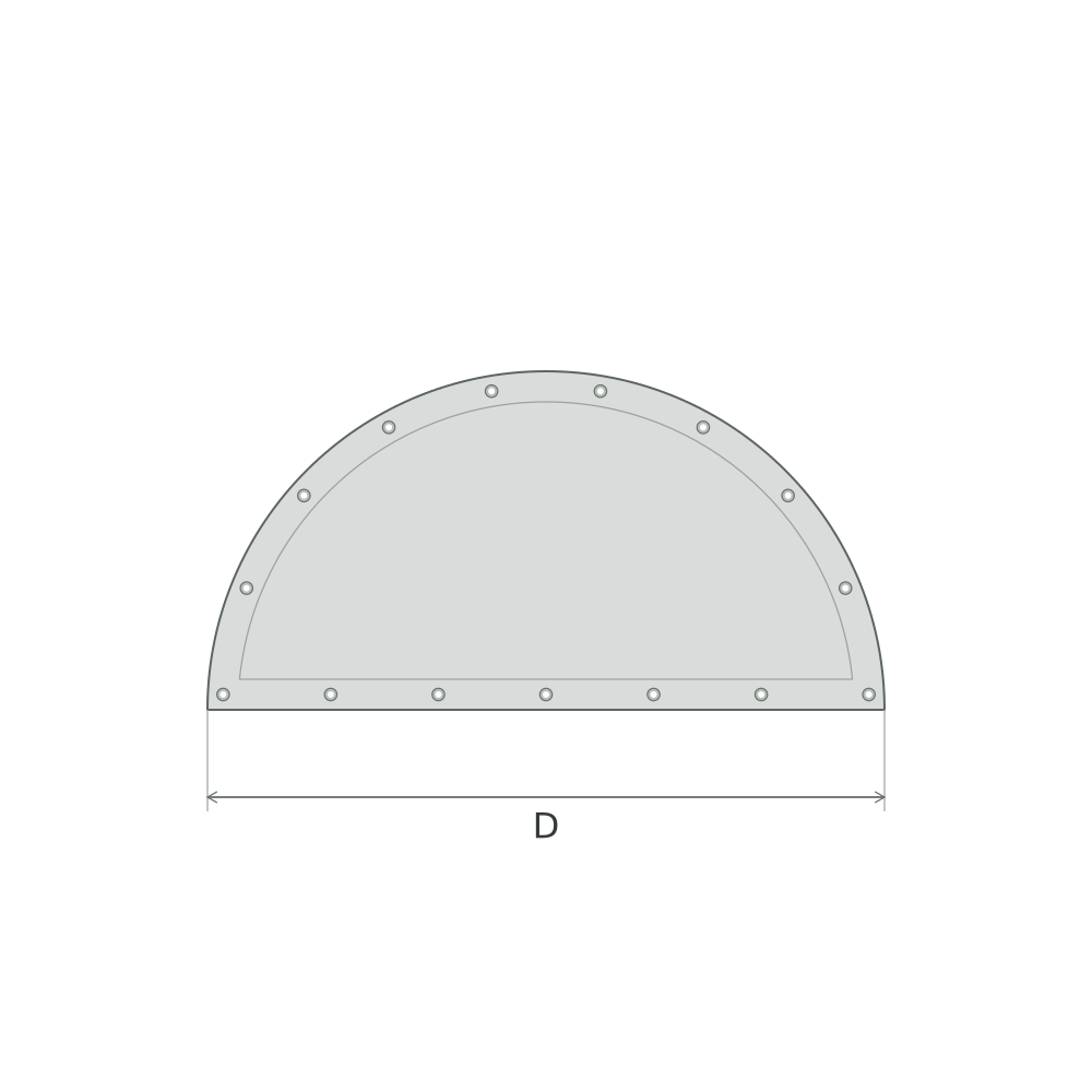 Schéma coté de la bâche demi-cercle