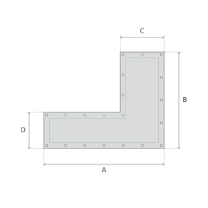 Bâche plate PVC forme l — branche à droite sur mesure