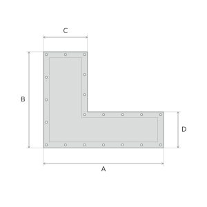 Bâche plate PVC forme l — branche à gauche sur mesure