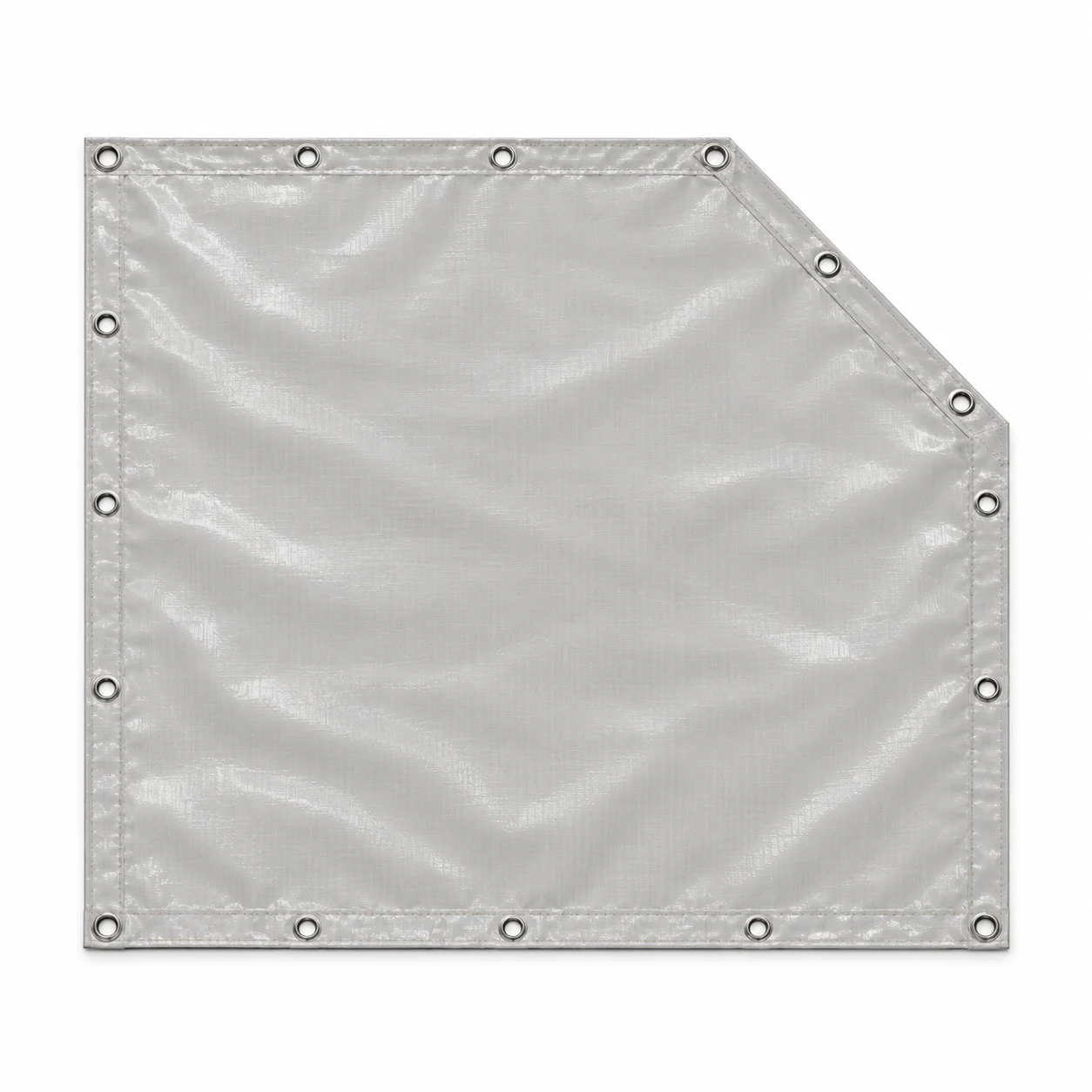Bâche PVC rectangulaire à coin coupé droit grise