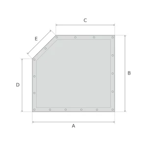 Bâche plate PVC rectangulaire à coin coupé gauche sur mesure