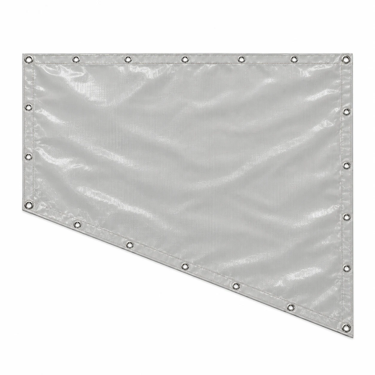 Bâche PVC trapèze à bas incliné, droite longue grise