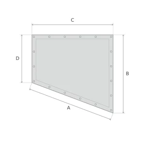 Bâche plate PVC trapèze à bas incliné, droite longue sur mesure