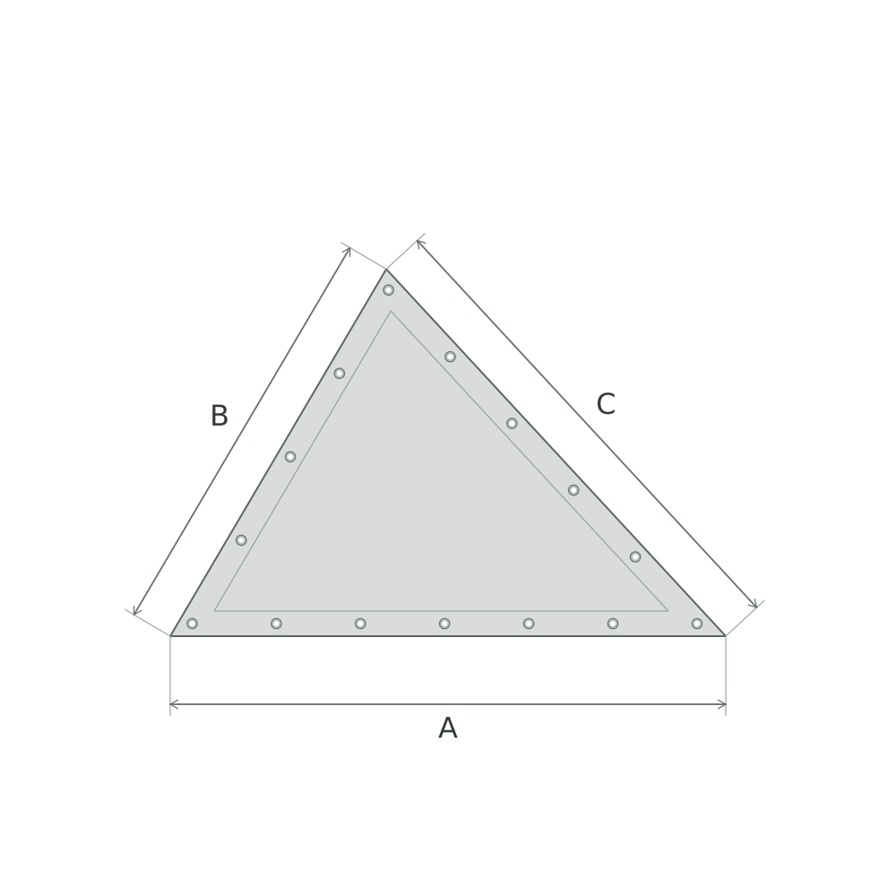 Schéma coté de la bâche triangle libre